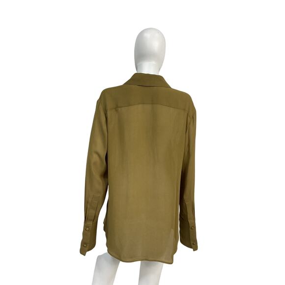 Tory Burch Georgette Green Viscose Shirt Size 10 - Picture 3 of 5